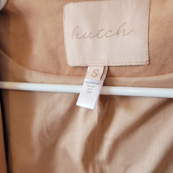 Anthropologie Hutch Peach Beige Faux Suede Draped Flyaway Jacket Small - Picture 3 of 8